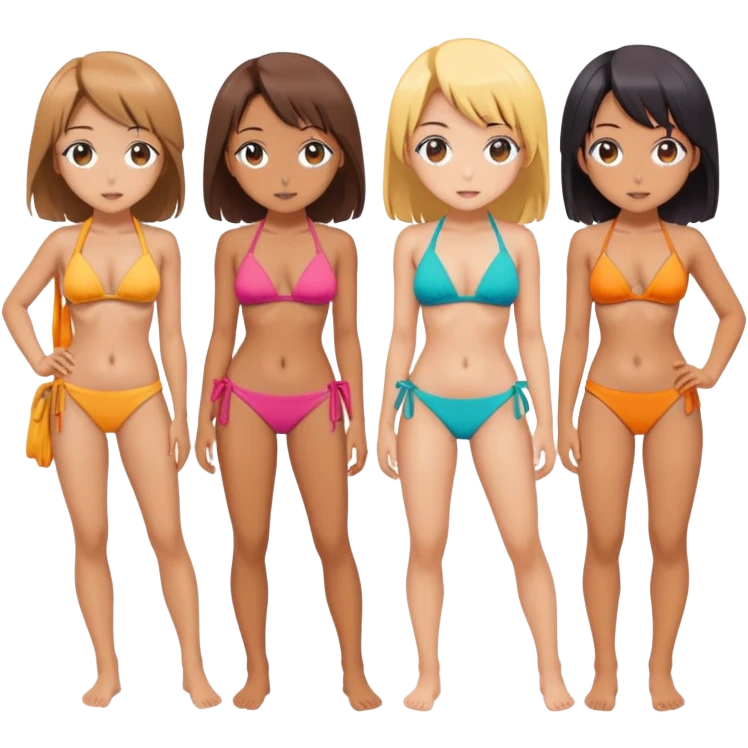 Young anime girls in bikinis emoji