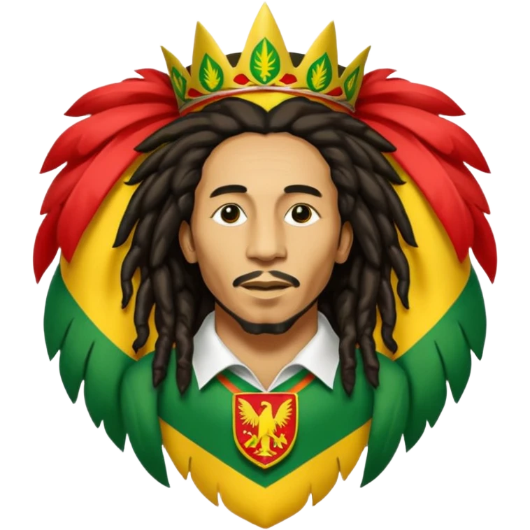 Bob Marley heraldic crest made with ethiopian colors emoji