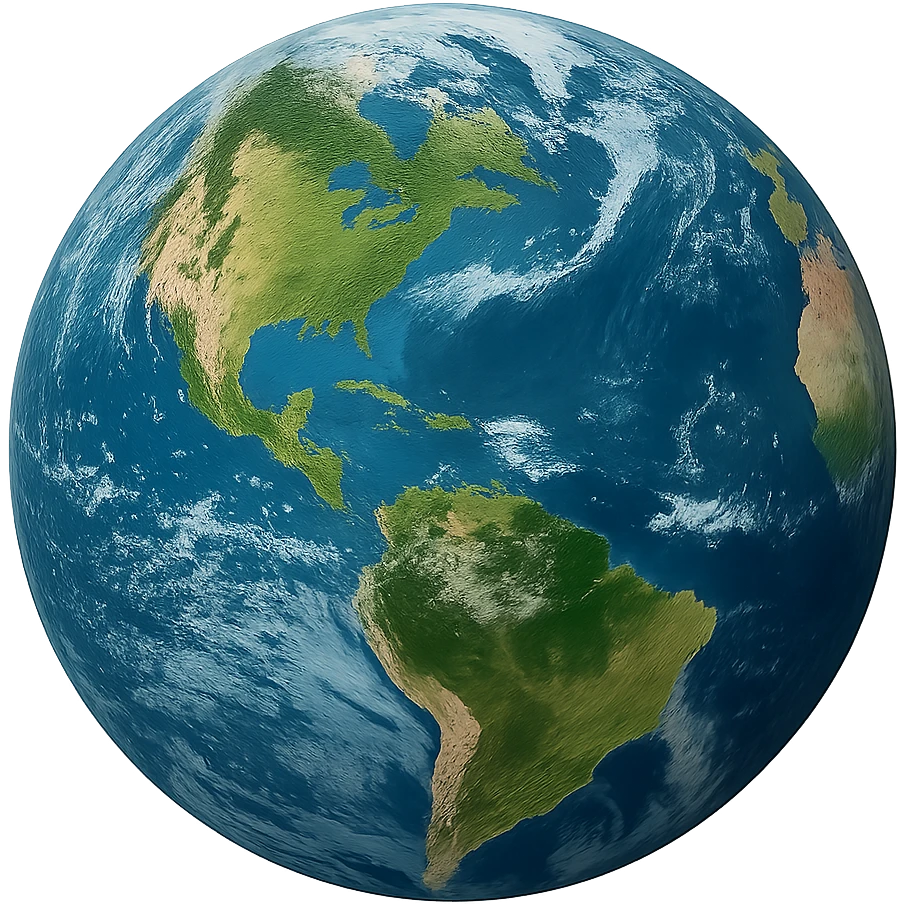 realistic earth globe with vibrant colors, no background emoji