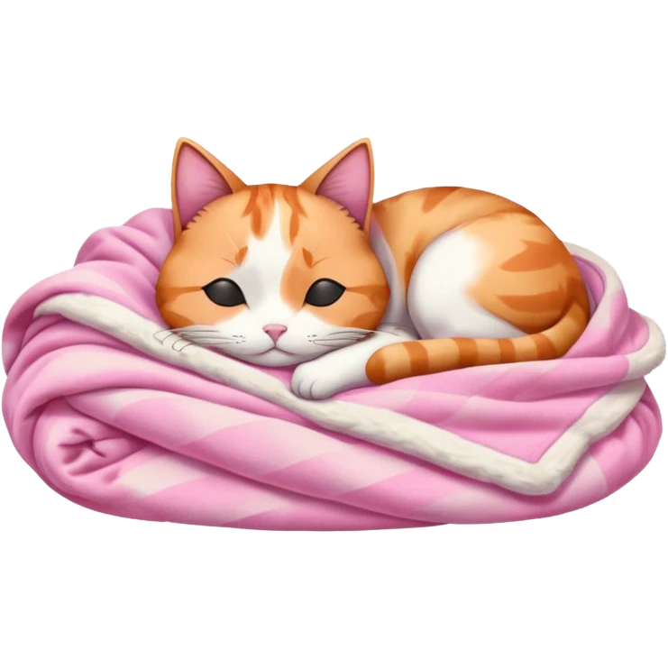 Calico Cat Sleeping Under A Pink Pastel Blanket  emoji