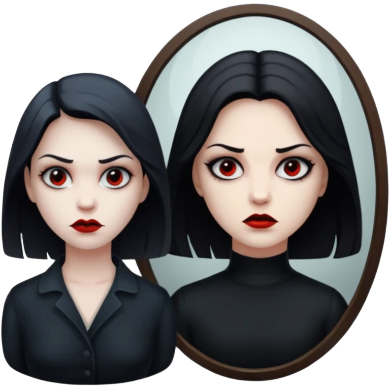 killer on mirror behind woman emoji