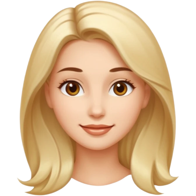 Create a 3D emoji in iOS emoji aesthetic style of a beautiful woman. She has smooth skin, shiny hair, soft facial features, and a gentle warm smile. Lighting is bright and balanced, with clean white background and soft shadows. The design should look expressive, glossy like real iPhone emojis

 emoji