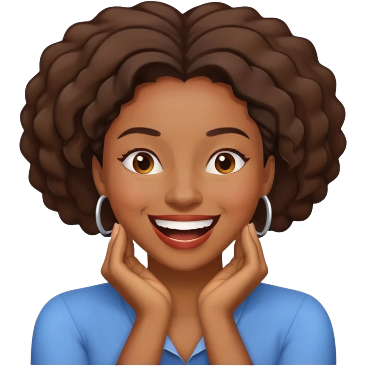 a black woman with her hands crossed in front of her neck laughing emoji