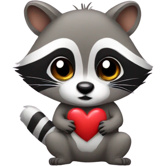 Raccoon with heart emoji