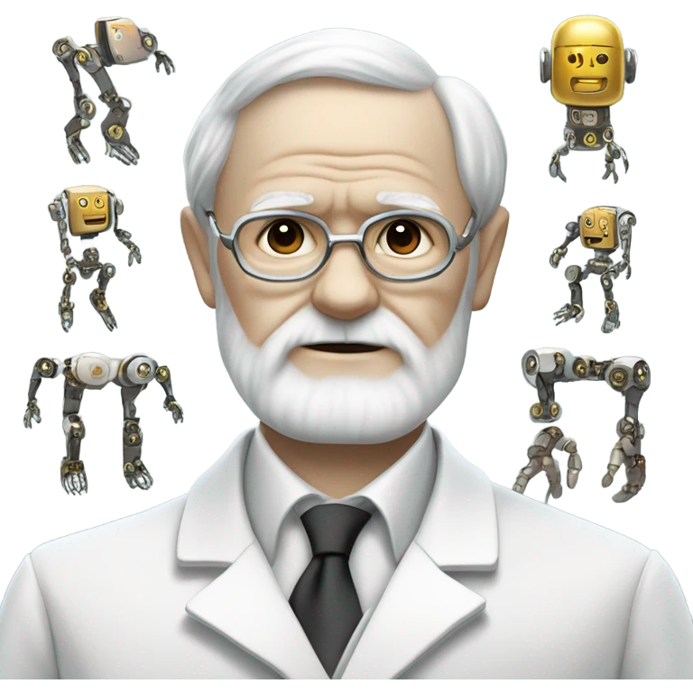 Charles darwin as a modern robot emoji