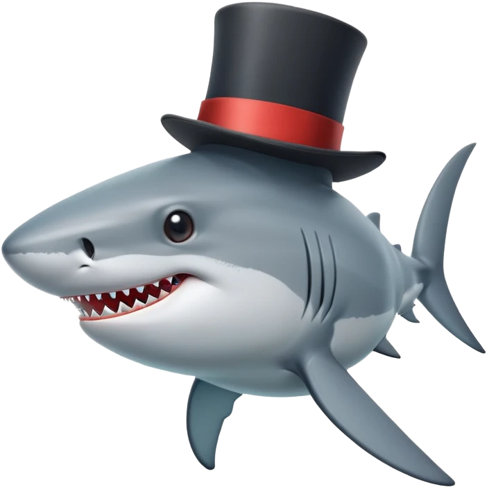 Shark with a top hat emoji