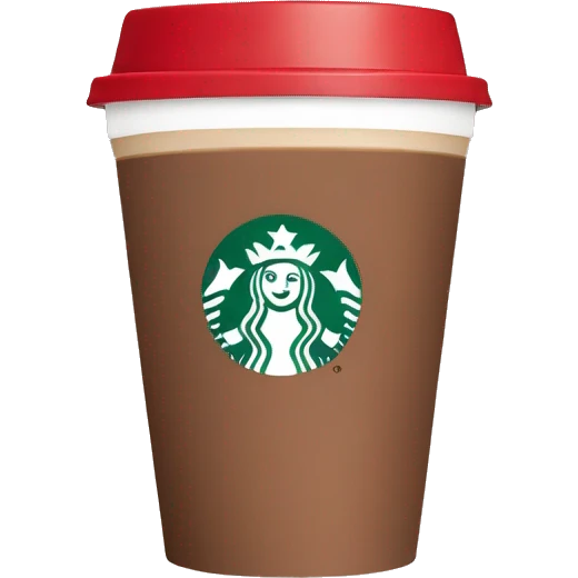 Red Starbucks cup, peppermint mocha drink emoji