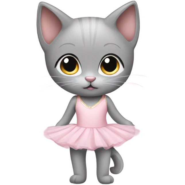 Grey kitten in a soft pink ballet dress emoji