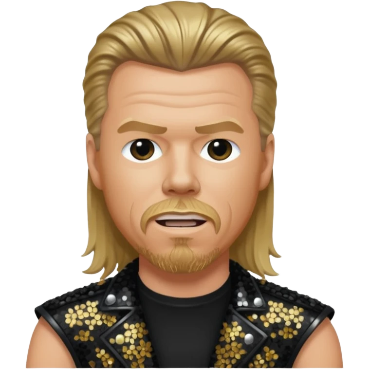 James Hetfield with long dark blonde hair, black sequin outfit  emoji