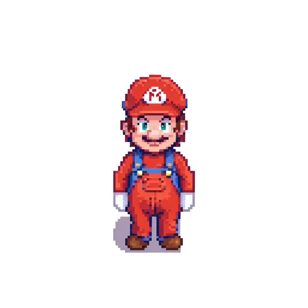 Mario character in classic red hat and overalls, pixel art style emoji