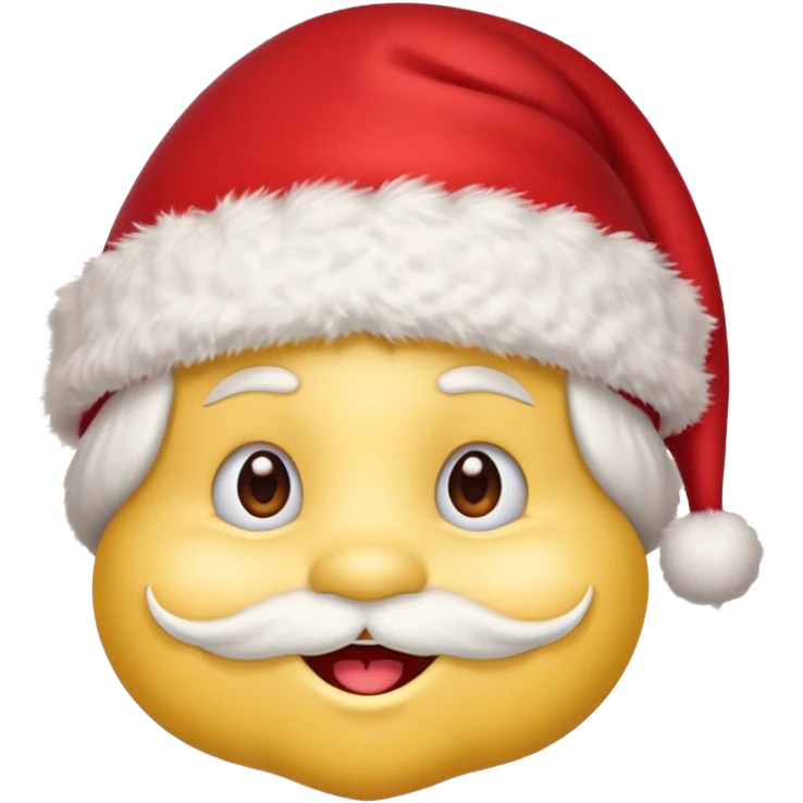 :noel: from jeuxvideo.com: A yellow small smiling face wearing a red Santa hat with a pompom, rosy cheeks and twinkling eyes, conveying a warm, festive vibe. It should be a trolling smile. Like kappa. emoji