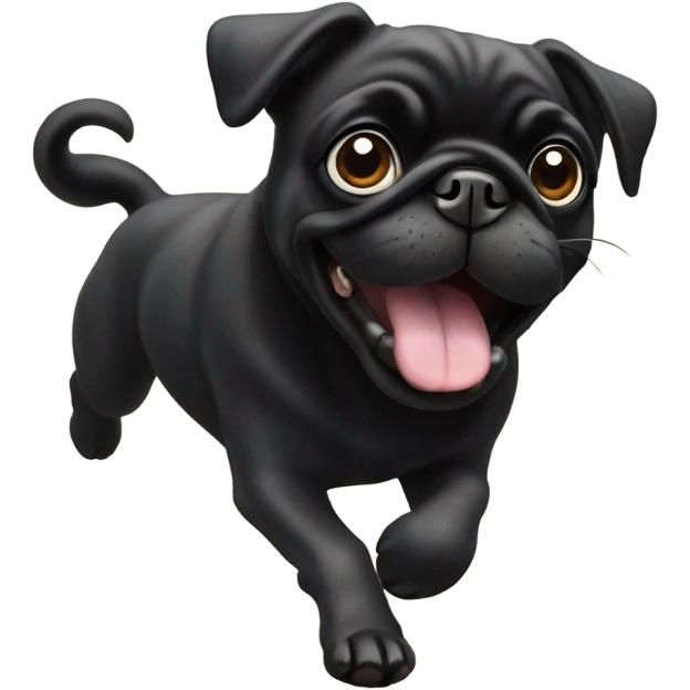 Black pug running emoji
