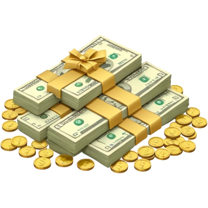 It's an image of money such as coins and bills, but there's only one or two neatly emoji