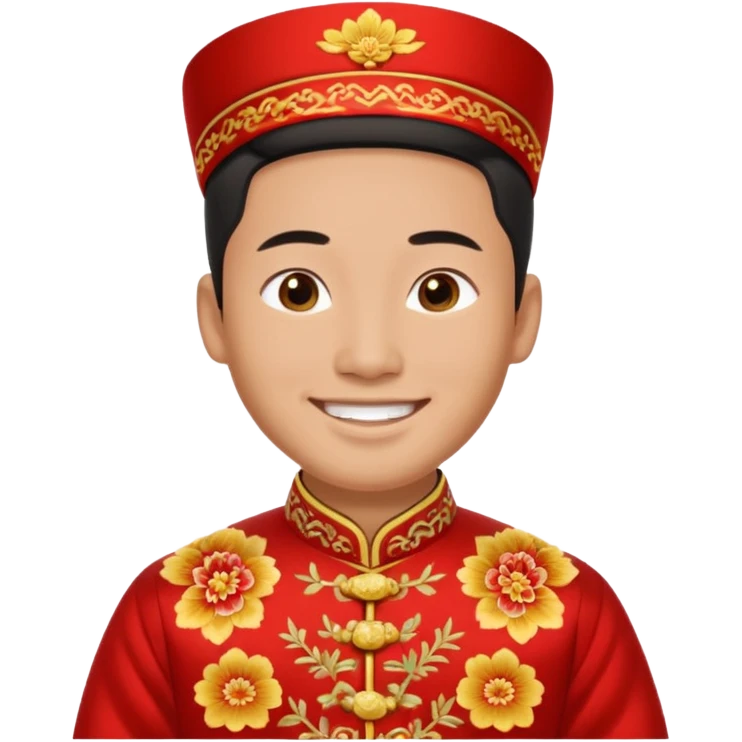 Chinese groom, traditional, culture of chinese, smiley on face. emoji