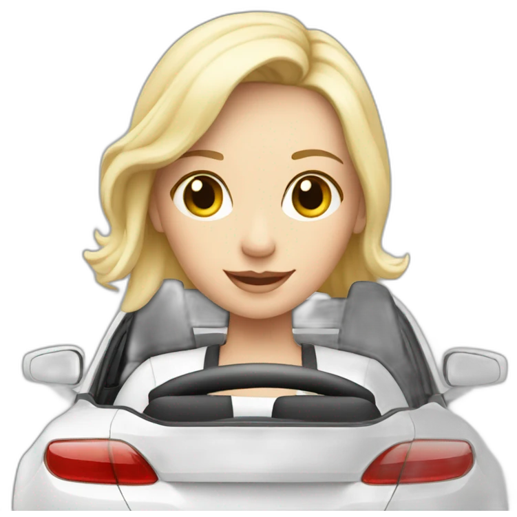 cute blonde girl driving a white car emoji