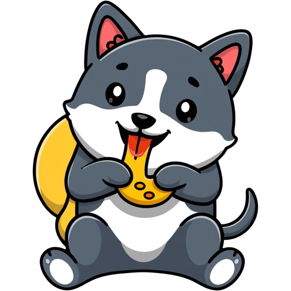 playful emoji eating a dog emoji