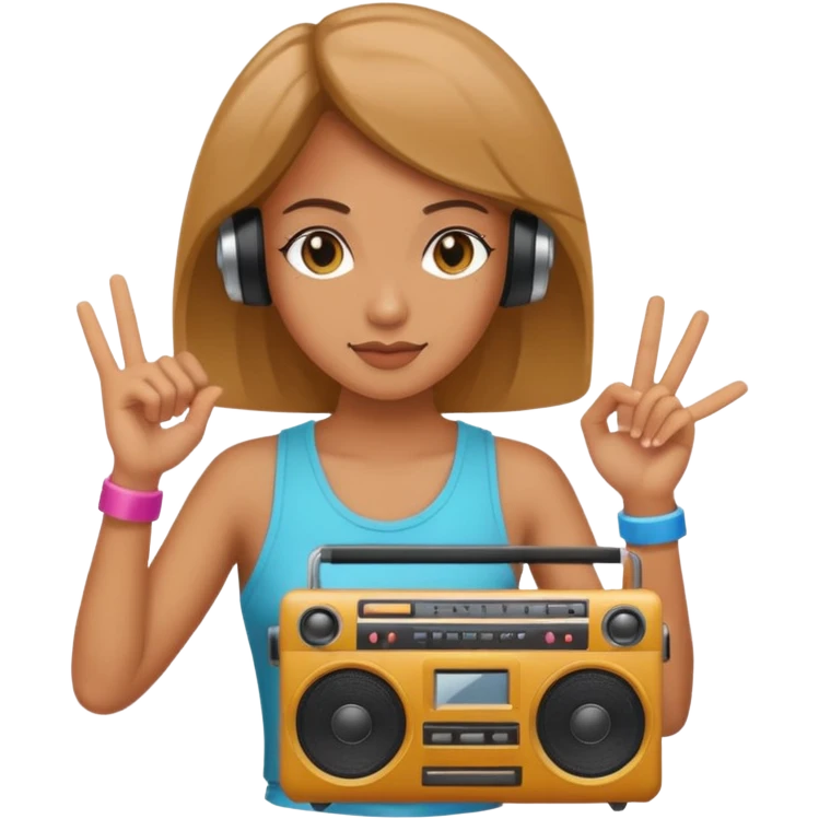 woman holding boombox emoji