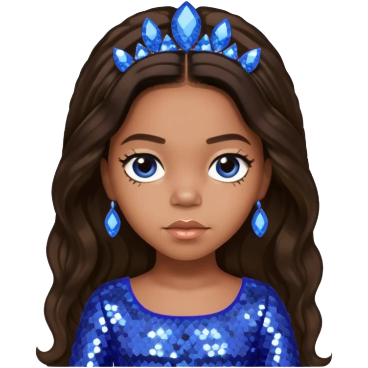 Blue Ivy Carter with long dark brown hair, periwinkle sequin outfit emoji