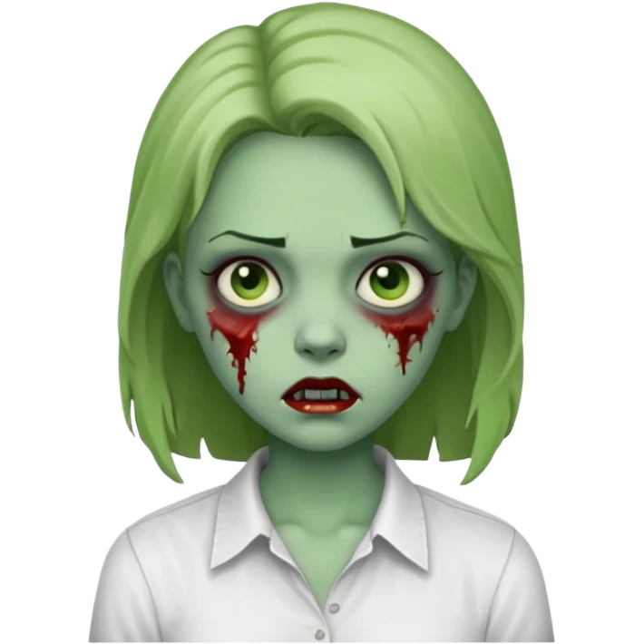 zombie girl with white shirt but similar to this with green skin emoji