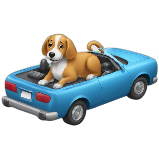 Dog cleaning car emoji