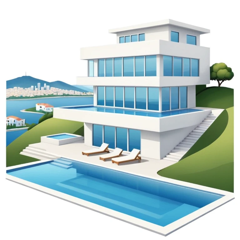 modern house on the hill, with a pool ON THE HILL WITH VIEW AT THE CITY emoji