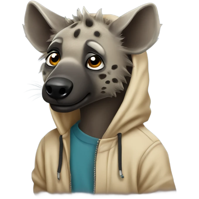 Hyena wearing ￼a a hoodie  emoji