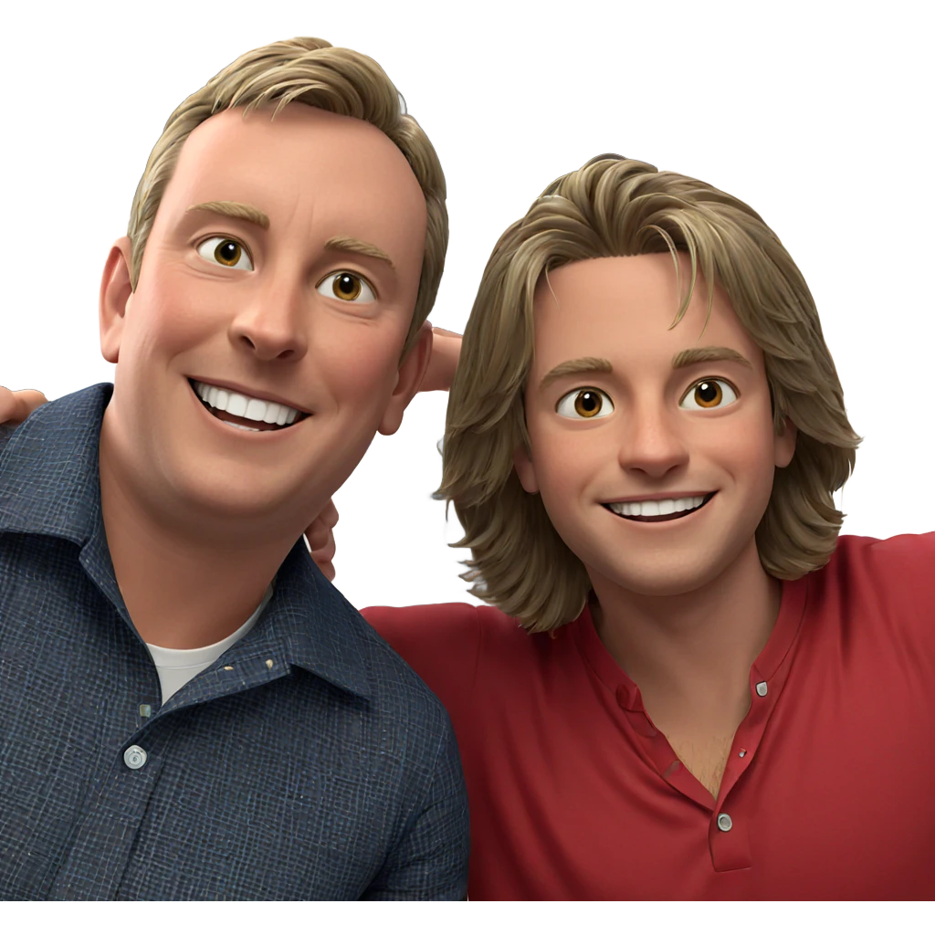 two boys sharing a smile emoji