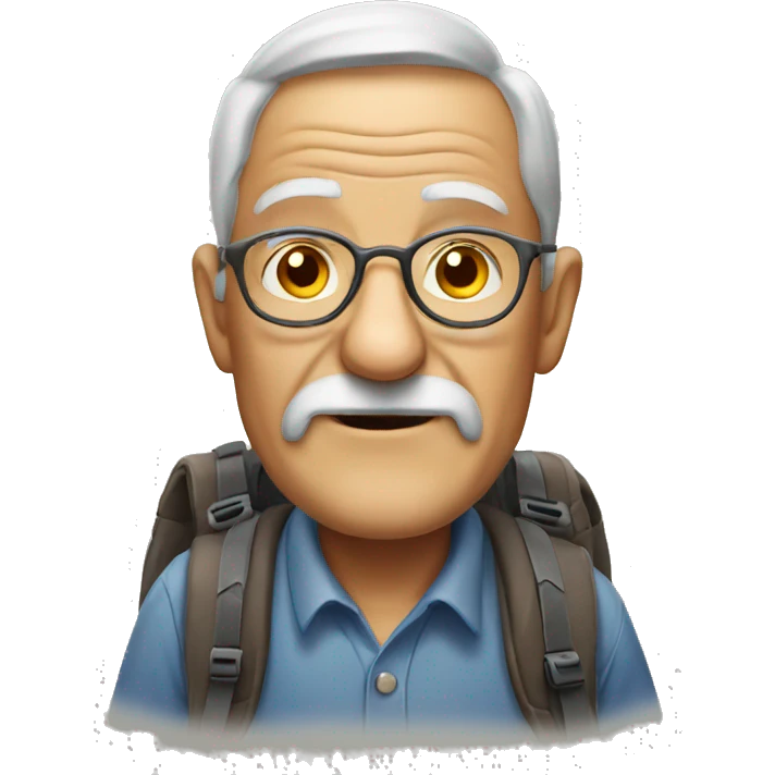 old man with backpack portrait emoji