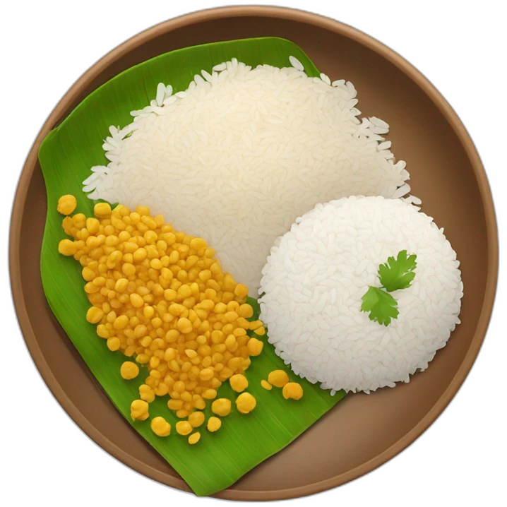 A plate with Indian jeera rice and dal emoji