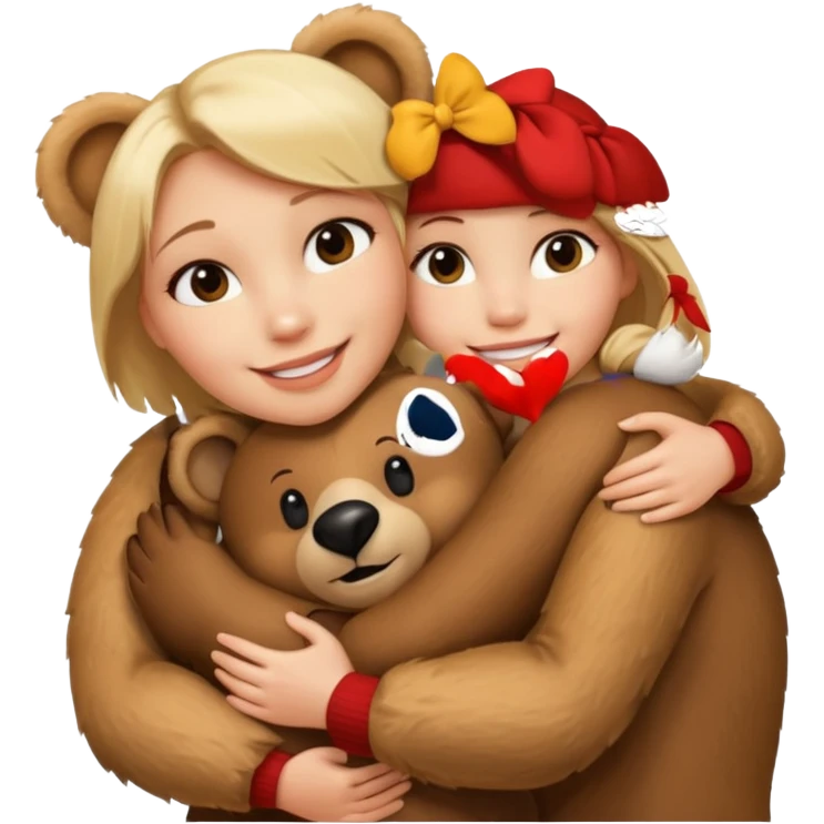 Blond Woman loving a big  bear emoji