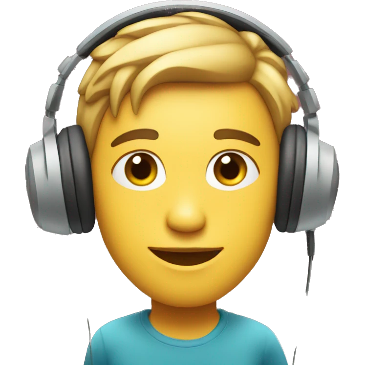 An emoji of podcaster in headphones looking aside  emoji