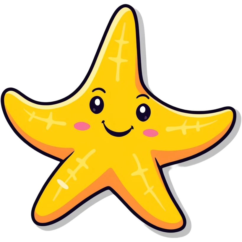 cute cheerful starfish character with a smile emoji