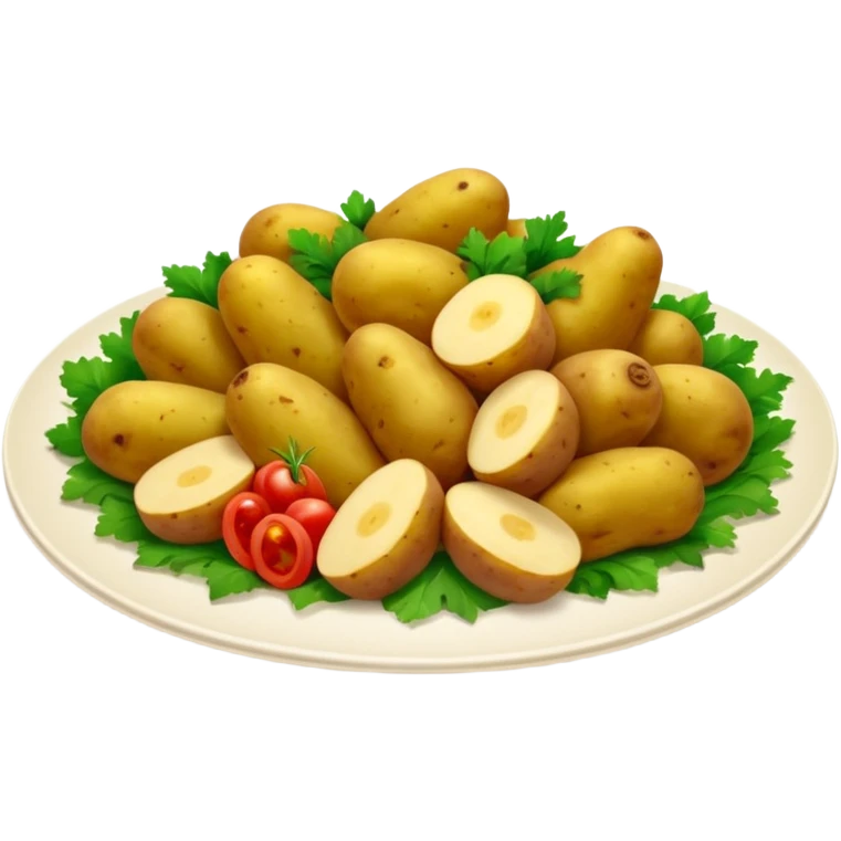 prato de jantar de buffet com batatas carnes e vegetais verdes emoji