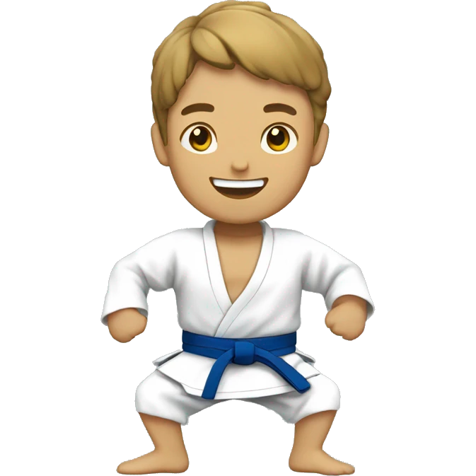 happy judoka with white judogi emoji