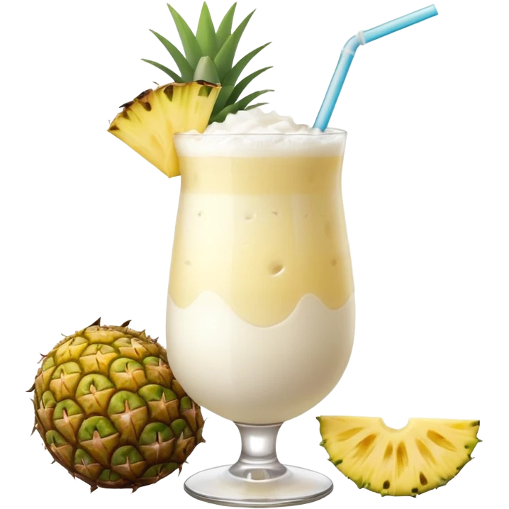 Pina Colada – coconut or glass with pineapple slice and straw emoji