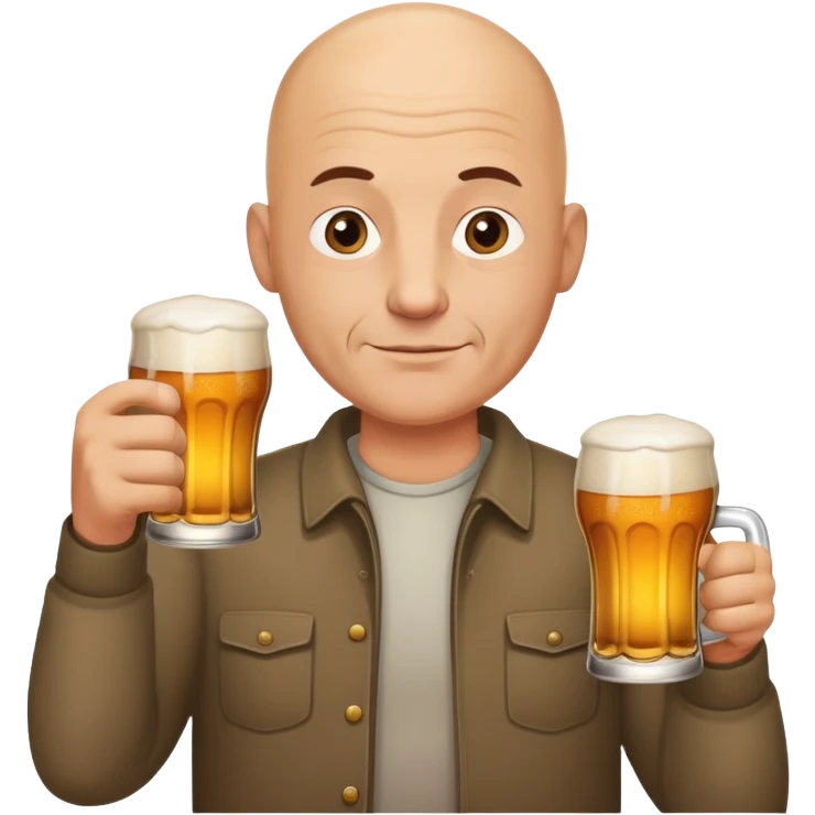 Мужчина с лысиной и пивом средних лет  emoji