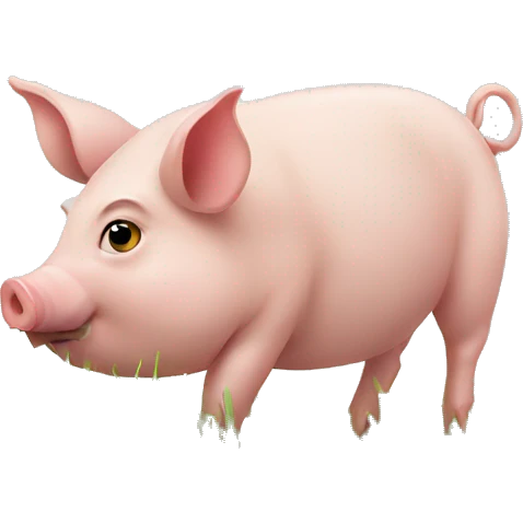pig eating grass emoji