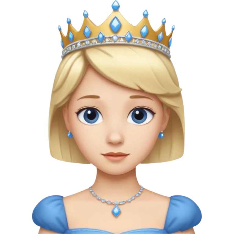Princess in Blue Dress with Tiara, short Blonde Hair emoji