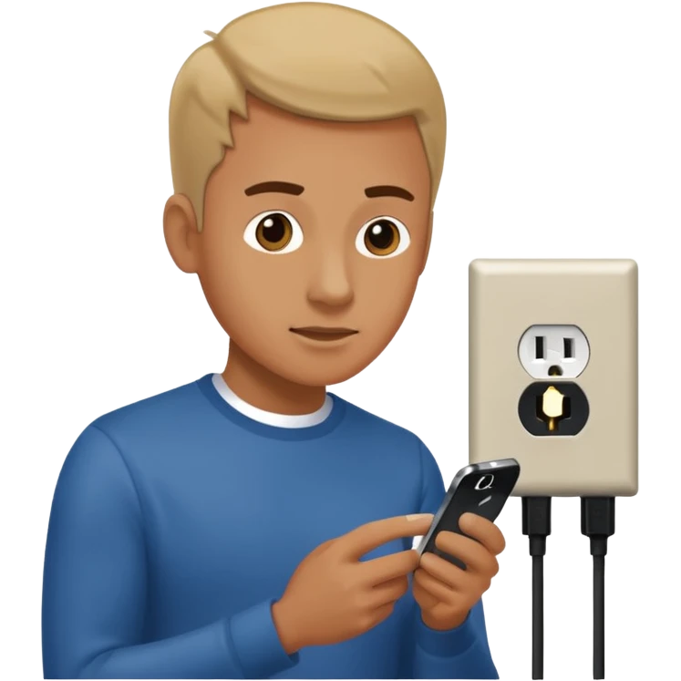 plugging in his phone to an outlet emoji