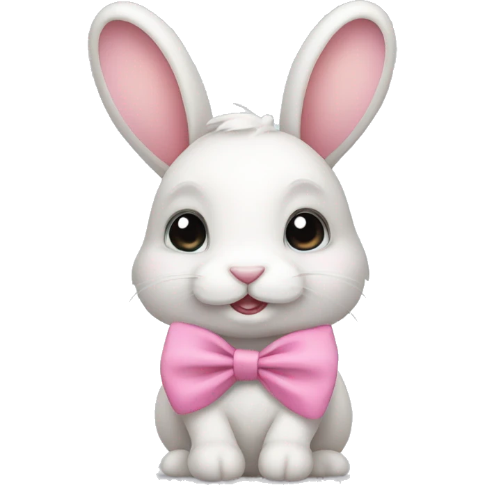 Cute Rabbit wearing pink bow emoji