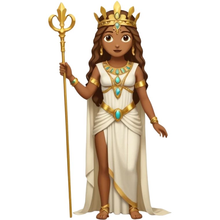 una diosa morena de la época púnica, de alto rango y de estatura media, una foto de cuerpo entero emoji
