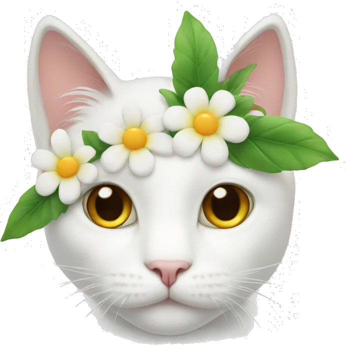 White cat with flower emoji