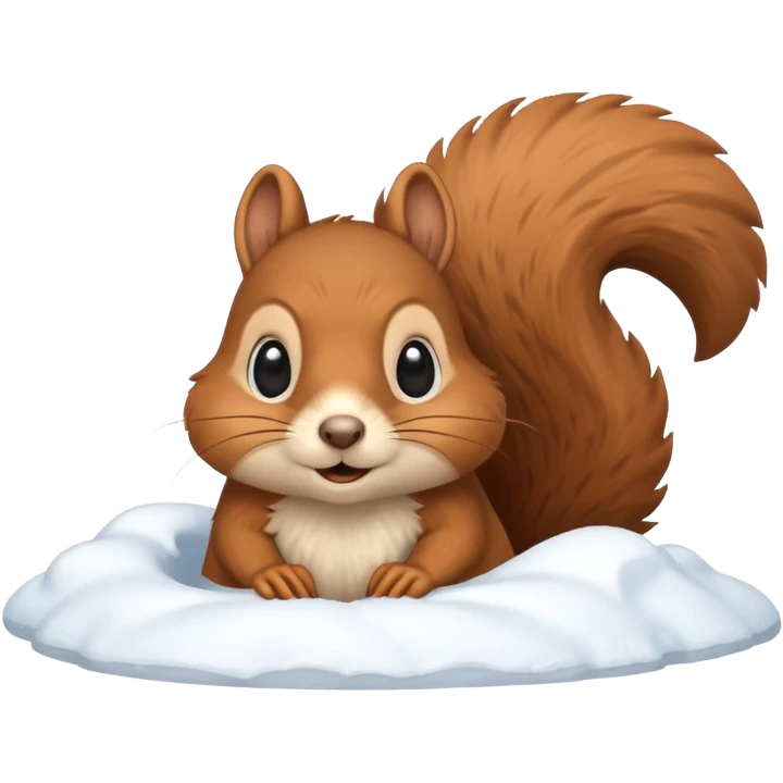 squirrel poking its head out of snow hill emoji