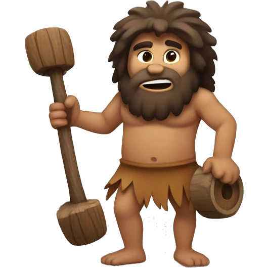 caveman with wooden wheels emoji