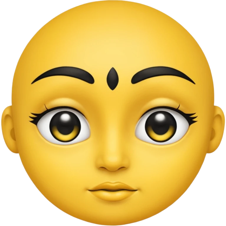 Yellow face with cute eyes and black bindi emoji