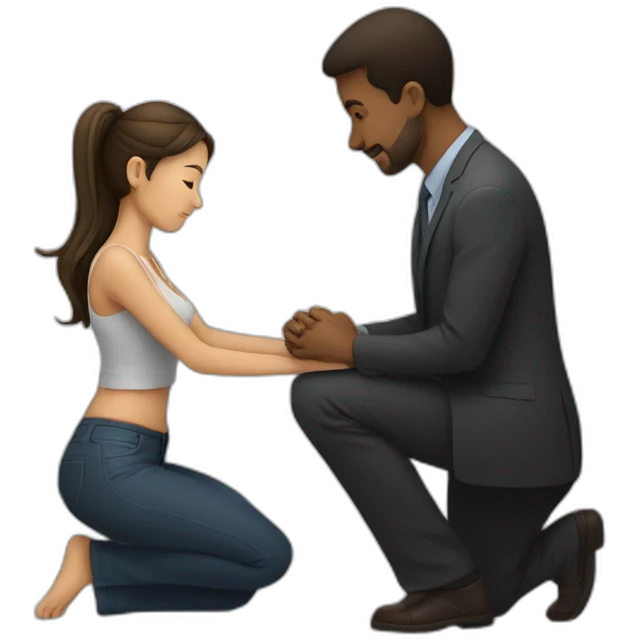 Woman on knees facing man emoji