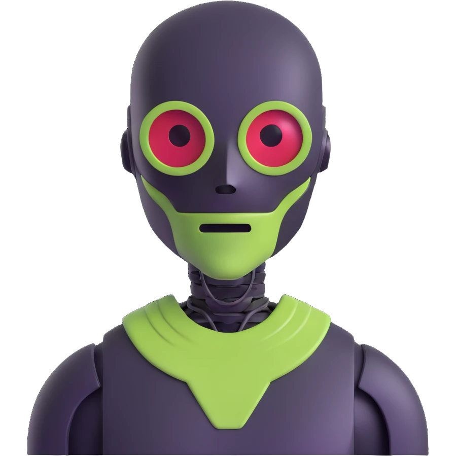 half robot half alien with face mask emoji