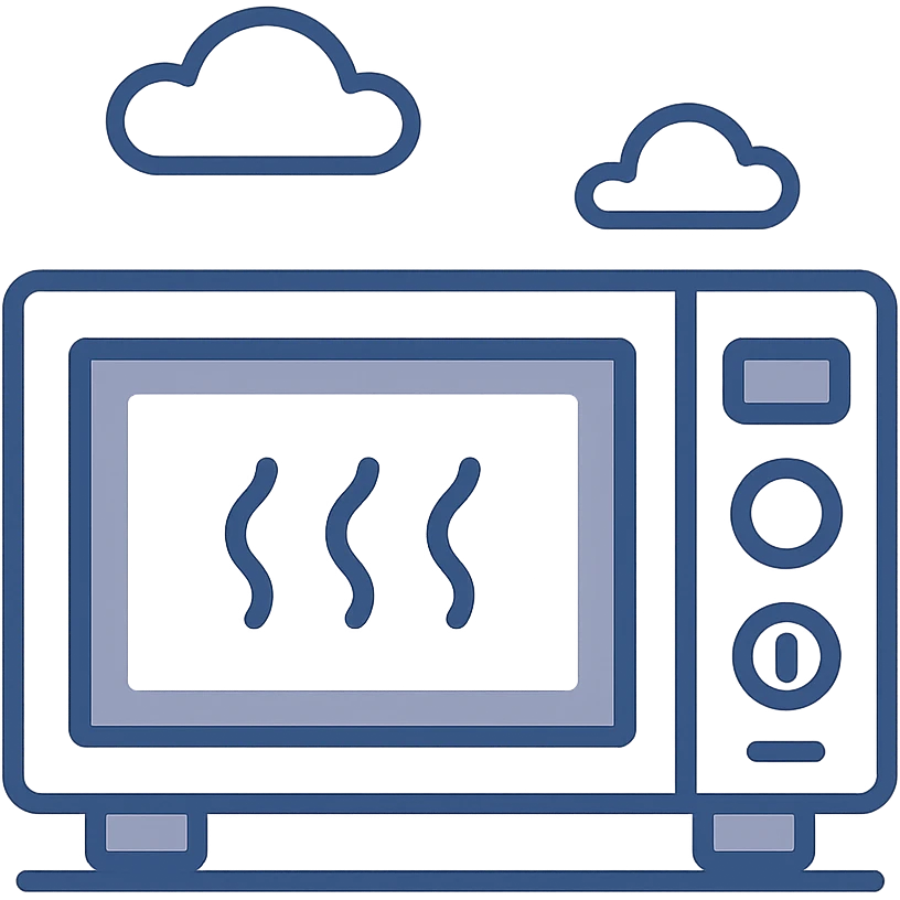 microwave, modern icon style, simple and recognizable, minimal color, clean lines emoji