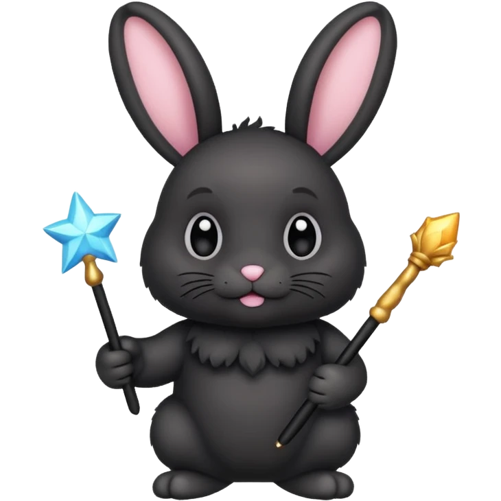 Black bunny with wand  emoji