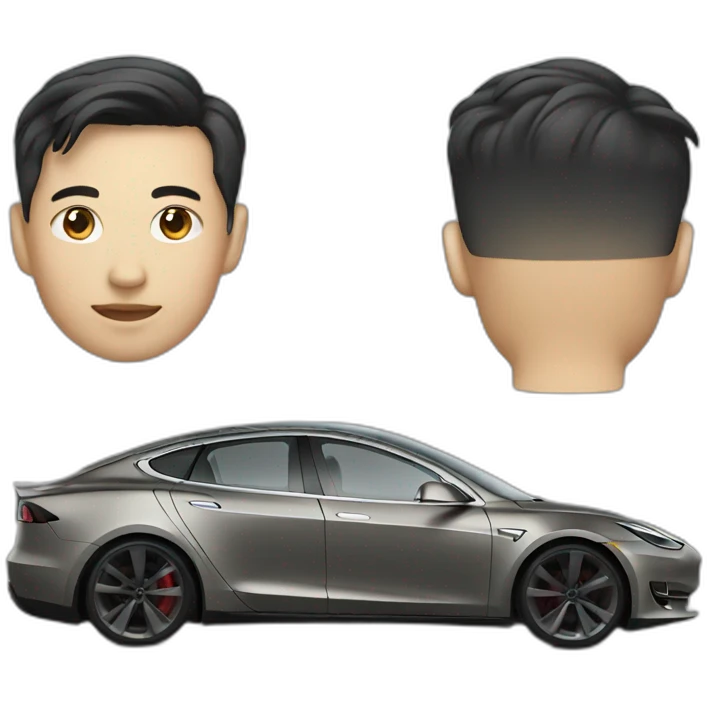 asian in tesla car emoji